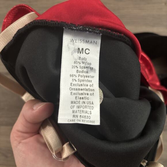 Weissman Red Black Sequin Dance Recital Costume Velvet Collar Child Medium MC - Picture 4 of 5